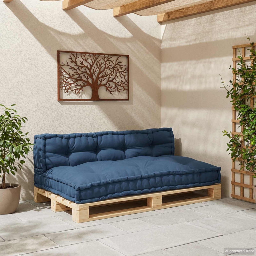 Pallet Sofa Kissen 2 pcs Indigo 120 x 80 x 38 cm Stoff