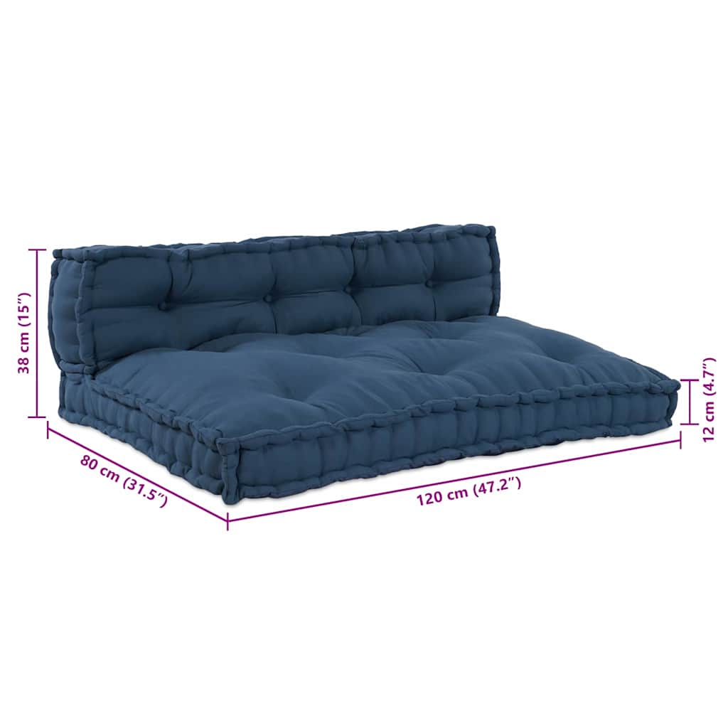 Pallet Sofa Kissen 2 pcs Indigo 120 x 80 x 38 cm Stoff