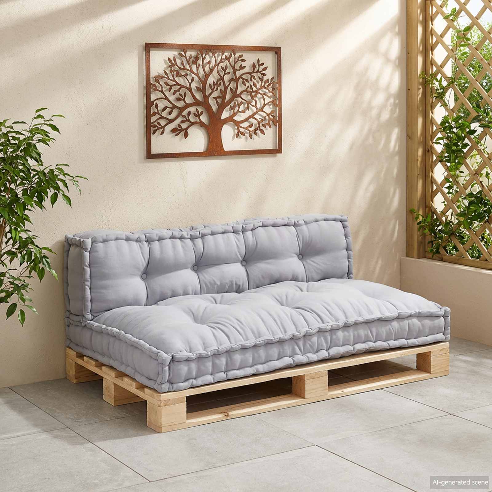 Pallet Sofa Kissen 2 pcs Grau 120 x 80 x 38 cm Stoff