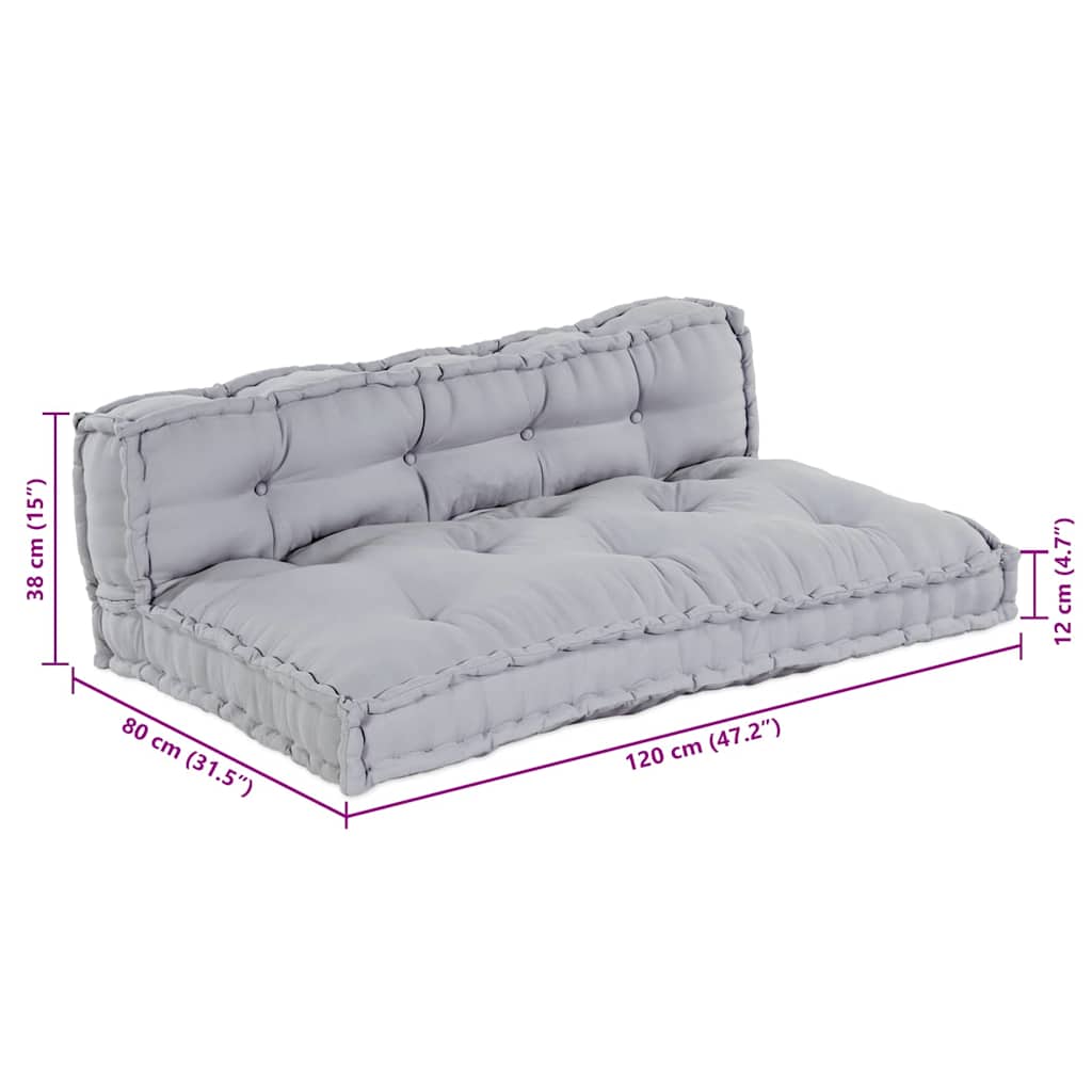 Pallet Sofa Kissen 2 pcs Grau 120 x 80 x 38 cm Stoff