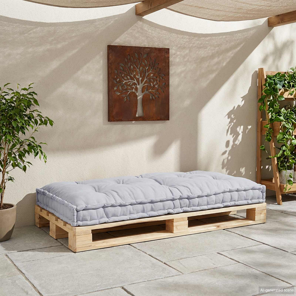 Pallet Sofa Kissen Grau 120 x 80 x 12 cm Stoff