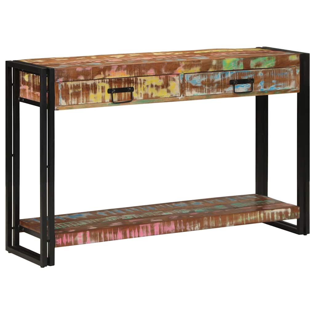 Konsolentisch mit Regal Mehrfarbig Massives upgecyceltes Holz