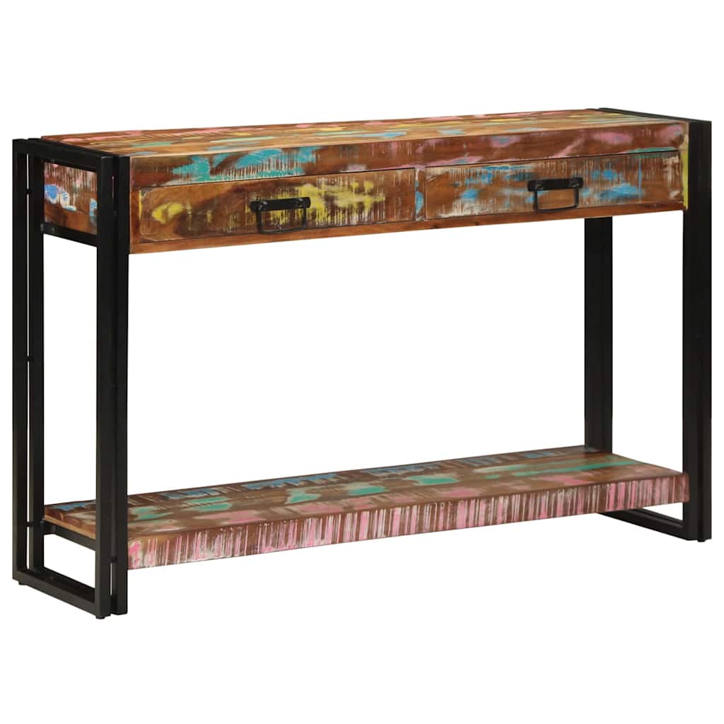 Konsolentisch mit Regal Mehrfarbig Massives upgecyceltes Holz