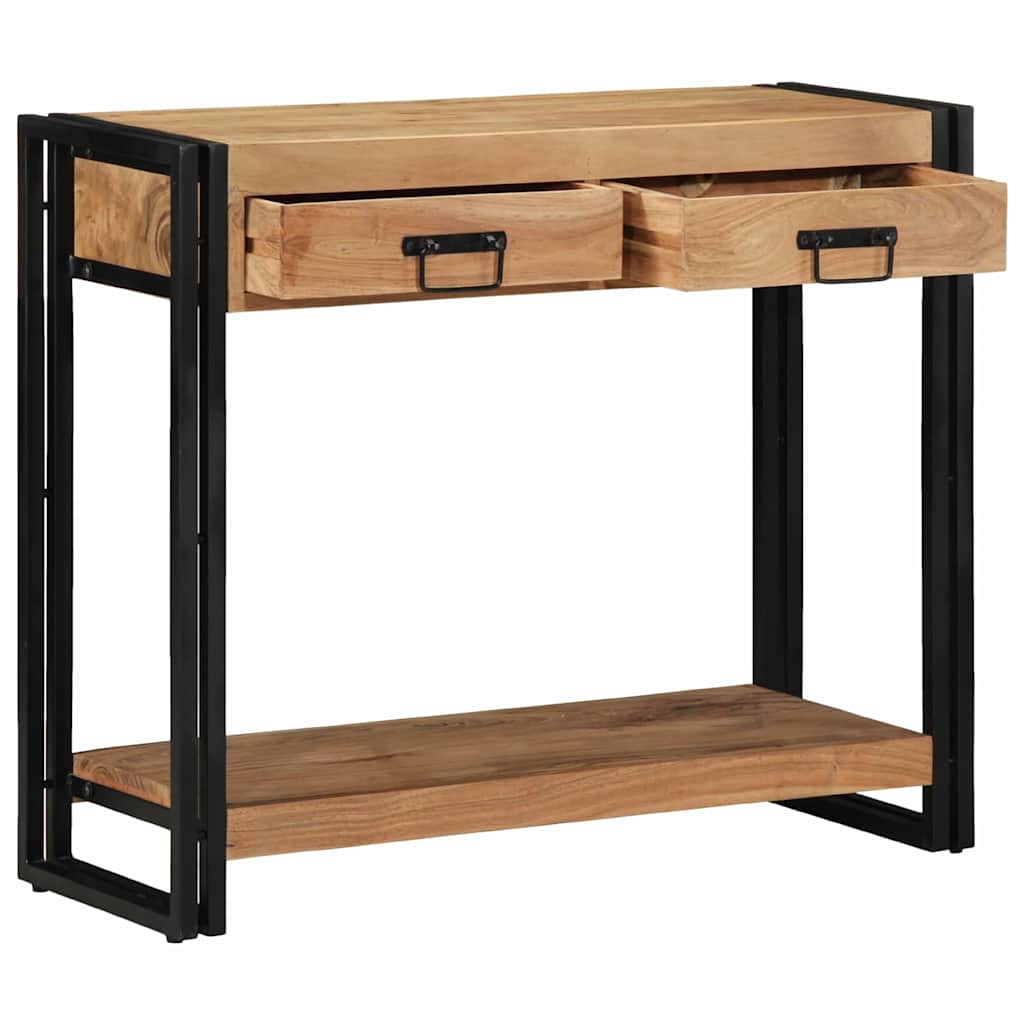 Konsolentisch mit Regal Braun 90 x 33 x 75 cm Massivholz Akazie