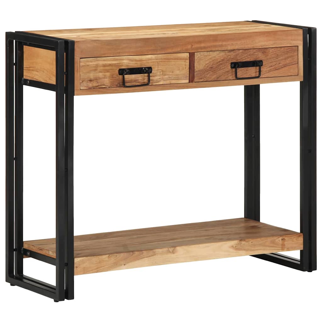 Konsolentisch mit Regal Braun 90 x 33 x 75 cm Massivholz Akazie
