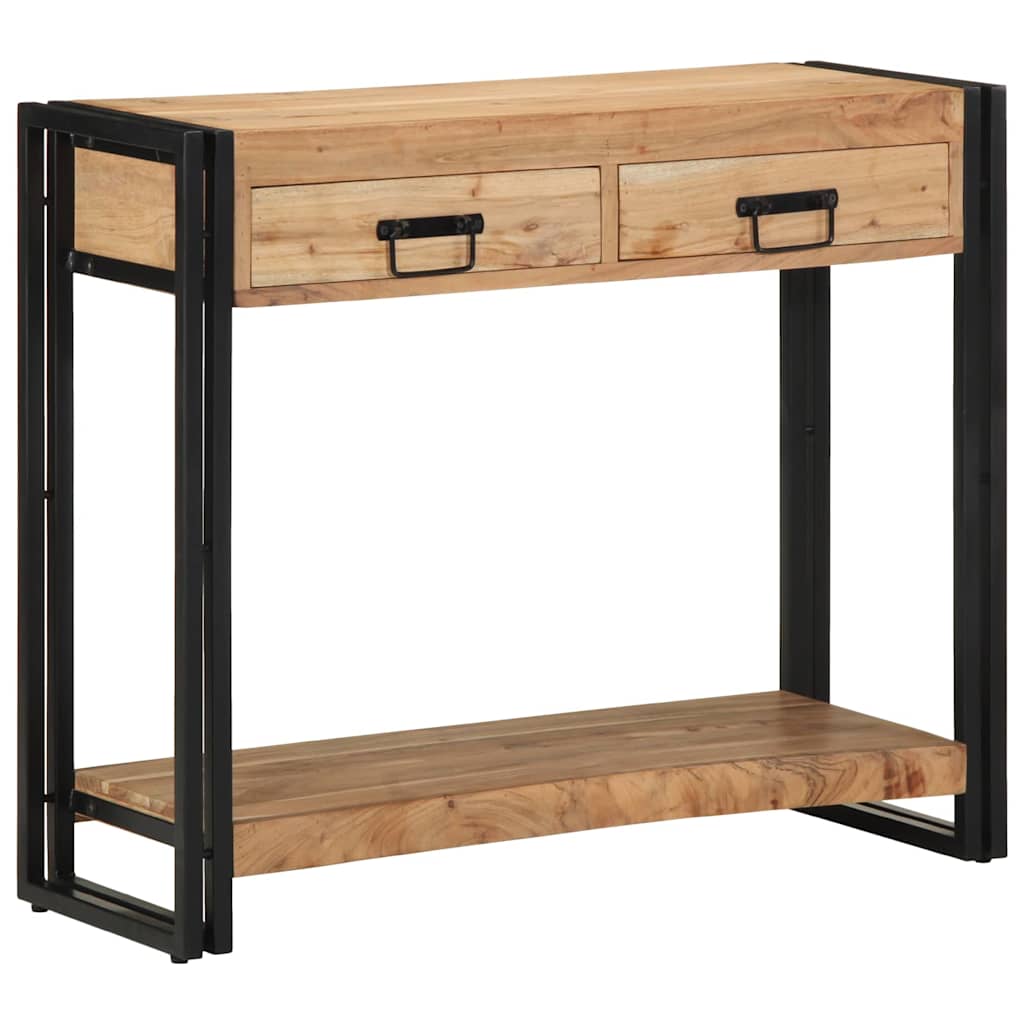 Konsolentisch mit Regal Braun 90 x 33 x 75 cm Massivholz Akazie