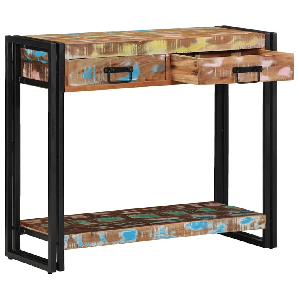 Konsolentisch mit Regal Mehrfarbig Massives upgecyceltes Holz