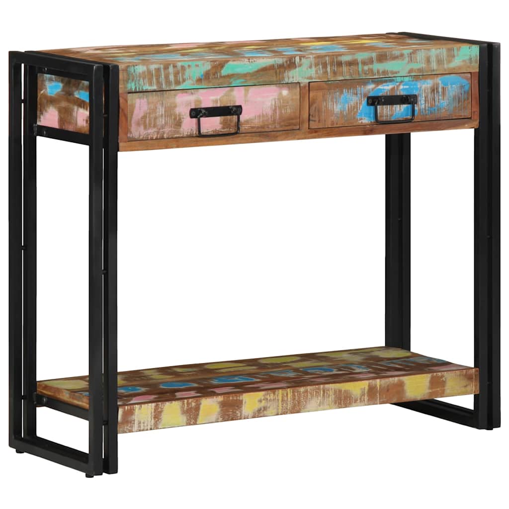 Konsolentisch mit Regal Mehrfarbig Massives upgecyceltes Holz