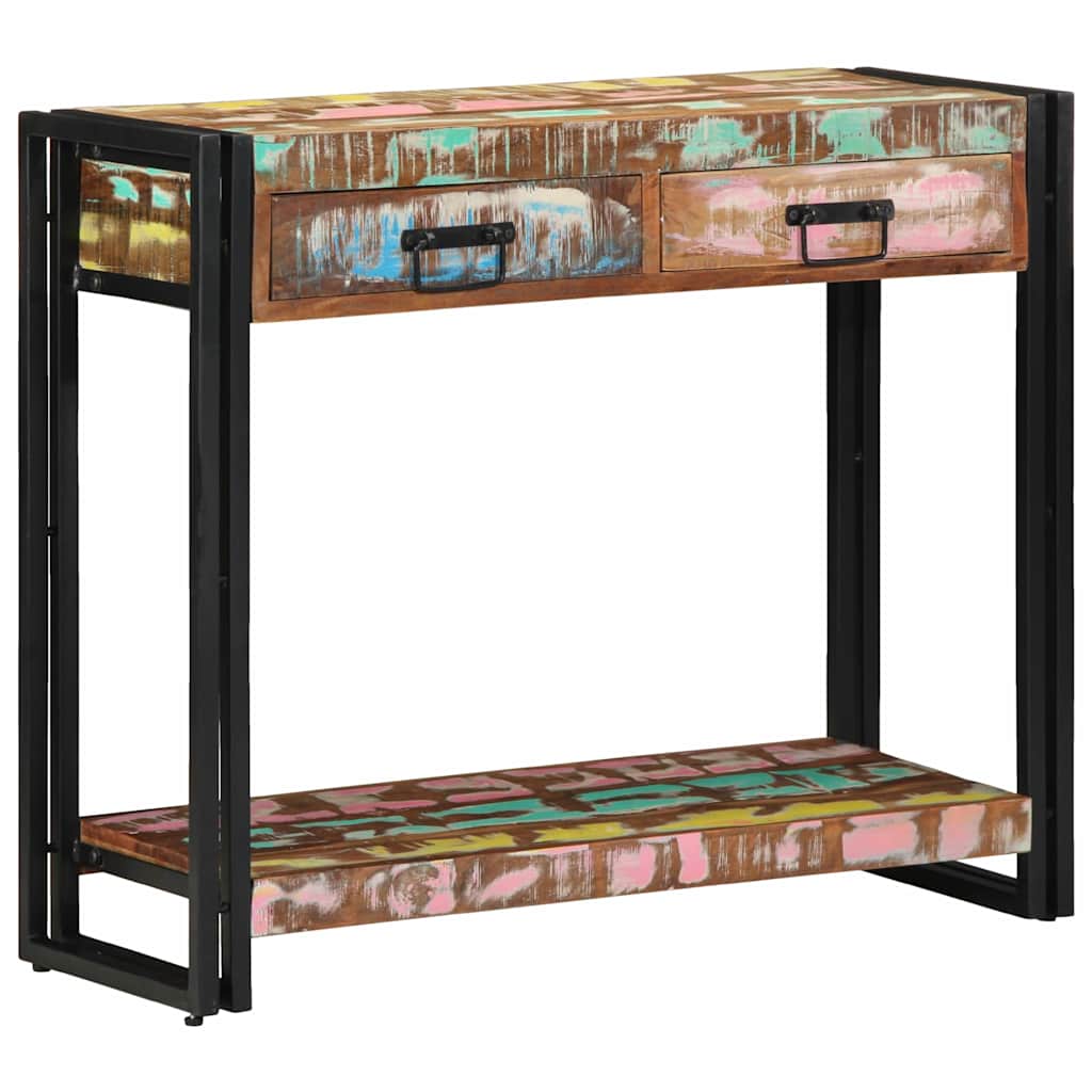Konsolentisch mit Regal Mehrfarbig Massives upgecyceltes Holz