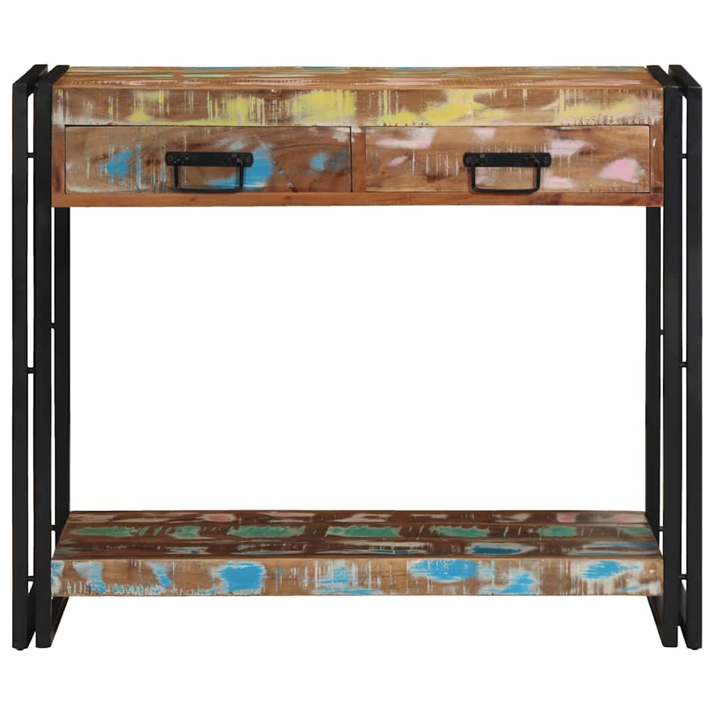 Konsolentisch mit Regal Mehrfarbig Massives upgecyceltes Holz