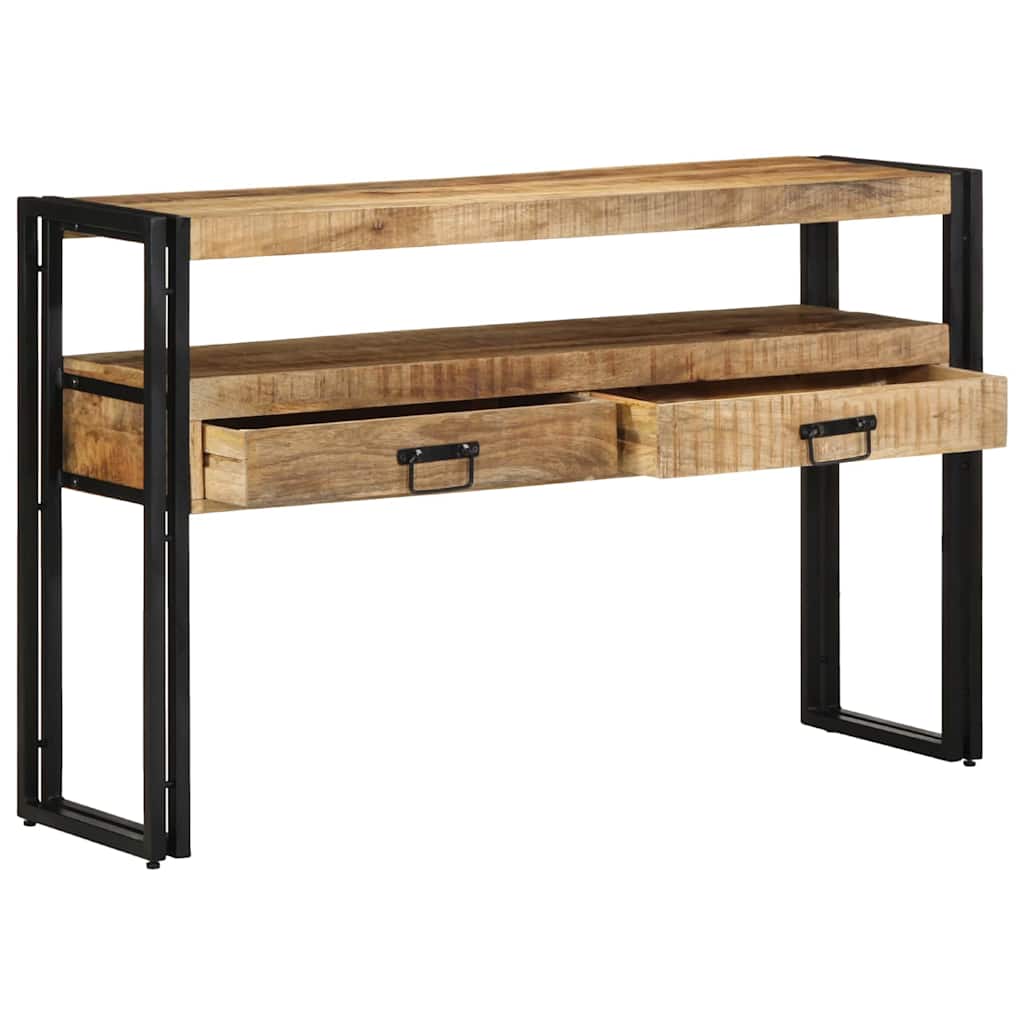 Konsolentisch mit Regal Braun 120 x 33 x 75 cm Massivholz Mango