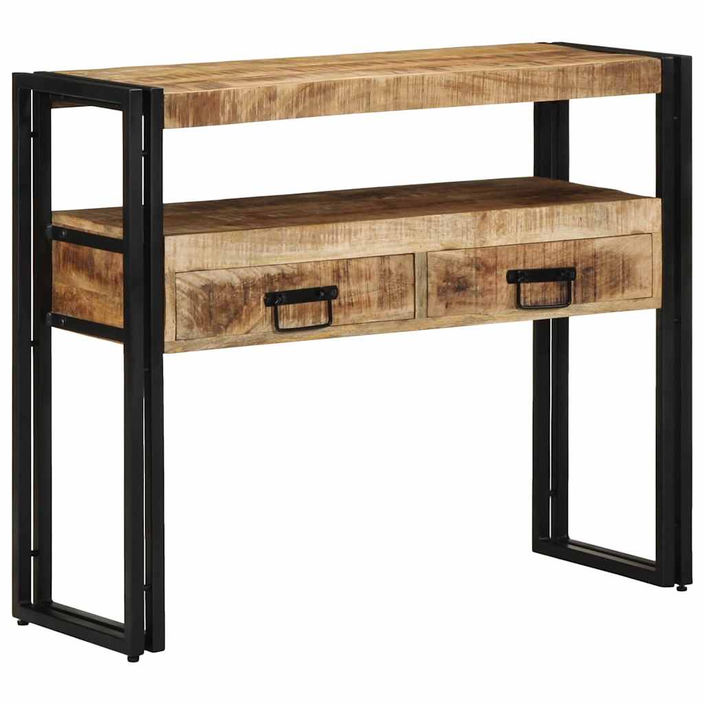 Konsolentisch mit Regal Braun 90 x 33 x 75 cm Massivholz Mango