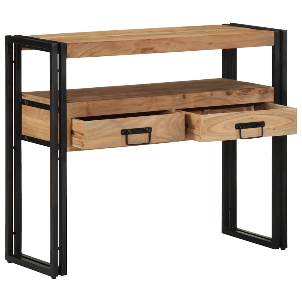 Konsolentisch mit Regal Braun 90 x 33 x 75 cm Massivholz Akazie