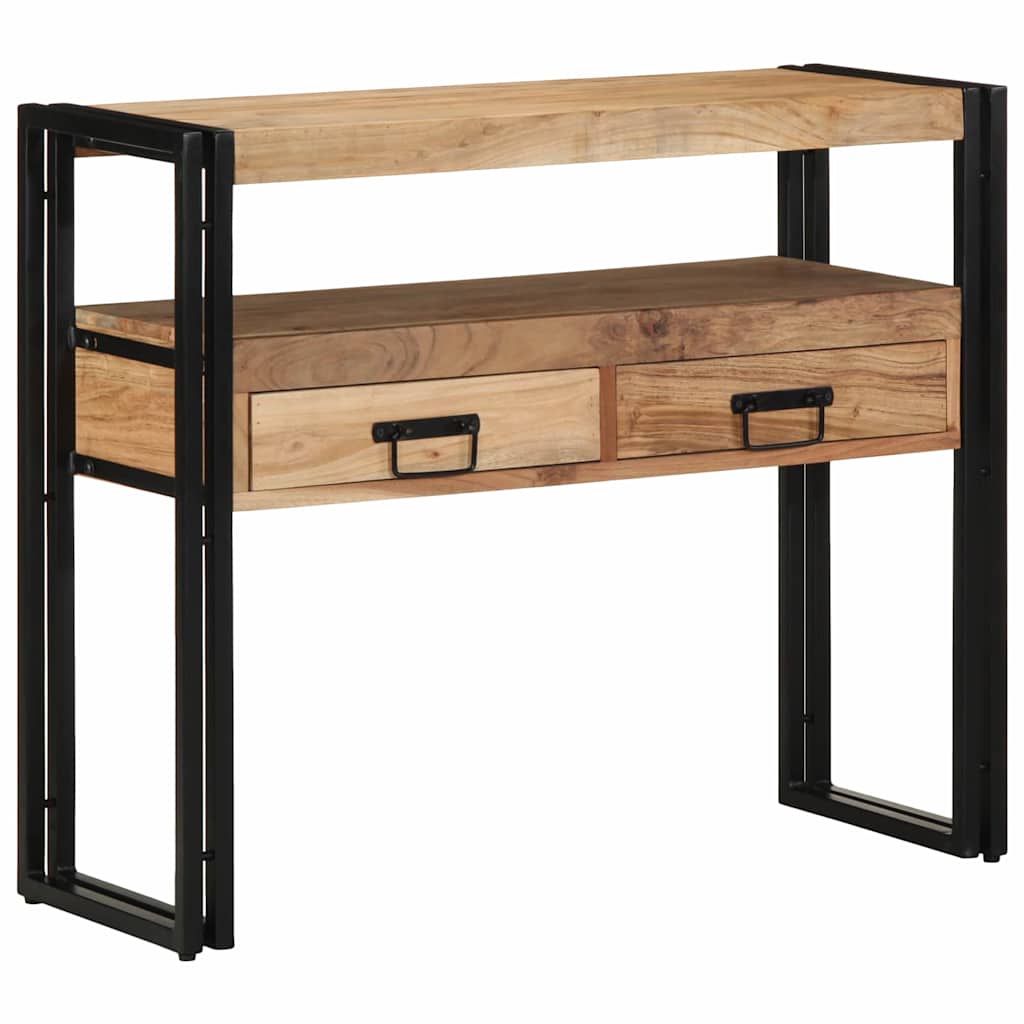 Konsolentisch mit Regal Braun 90 x 33 x 75 cm Massivholz Akazie