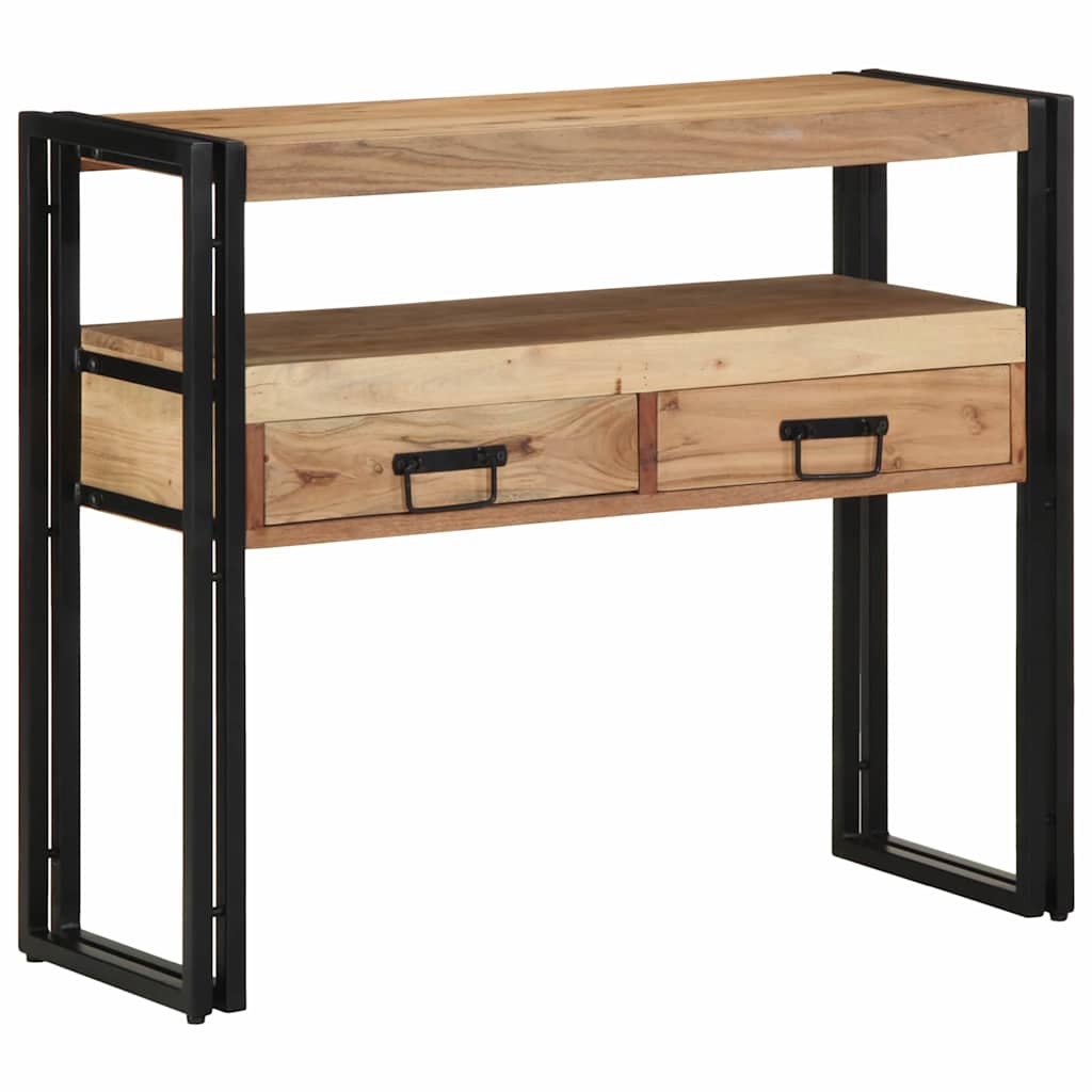 Konsolentisch mit Regal Braun 90 x 33 x 75 cm Massivholz Akazie