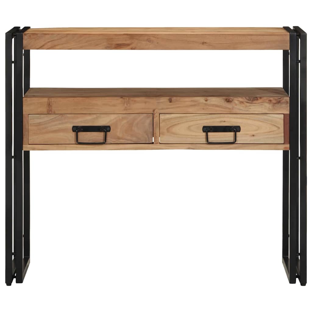 Konsolentisch mit Regal Braun 90 x 33 x 75 cm Massivholz Akazie