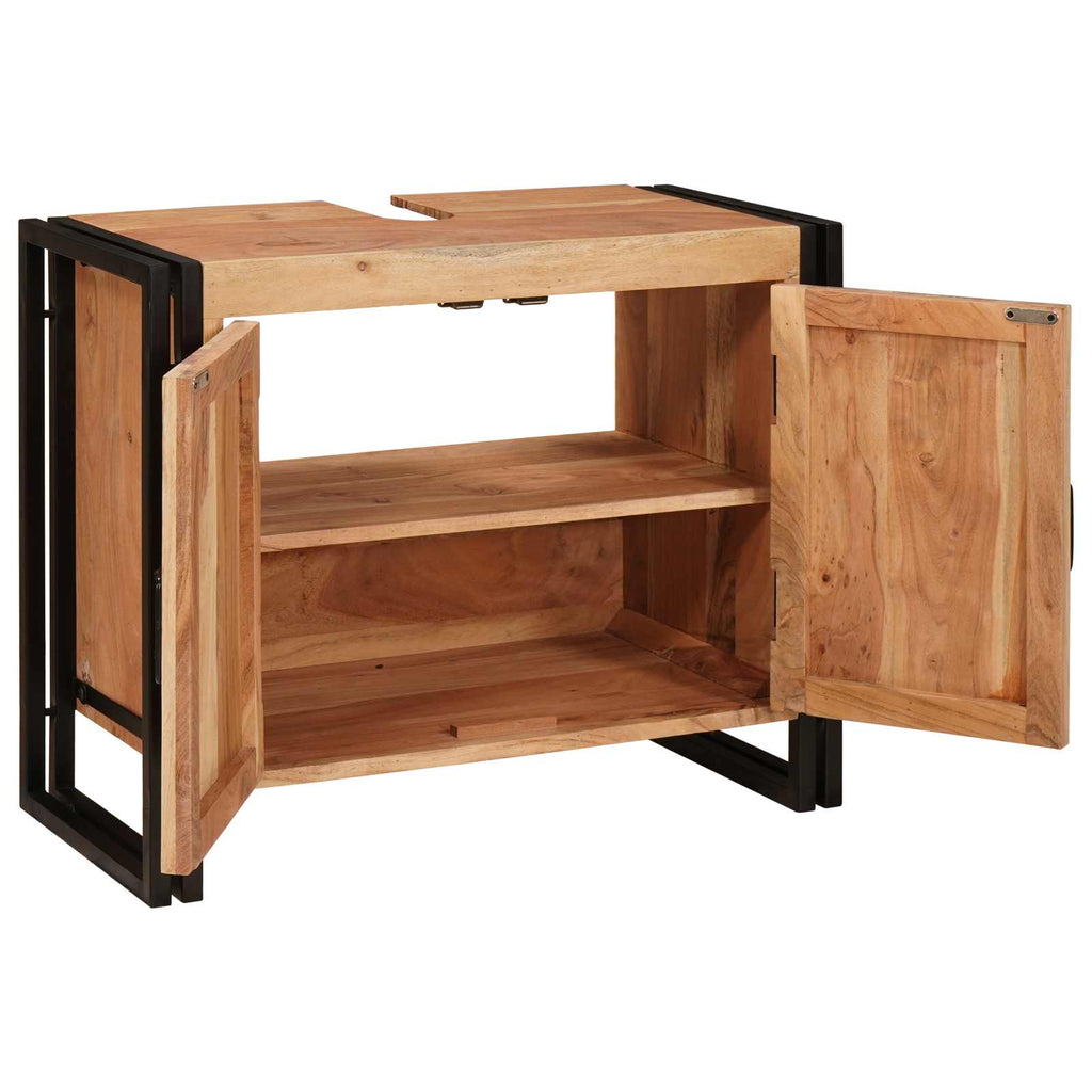 Waschbeckenunterschrank Braun 71 x 33 x 58 cm Massivholz Akazie