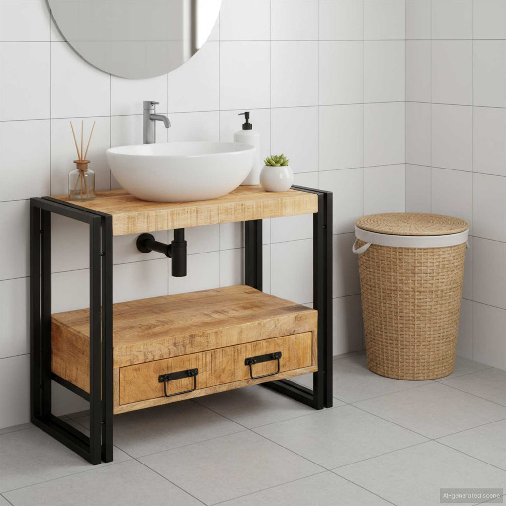Waschtischunterschrank Braun 71 x 33 x 58 cm Massivholz Mango