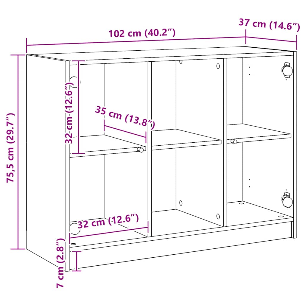 Sideboard Artisan-Eiche 102x37x75,5 cm Holzwerkstoff