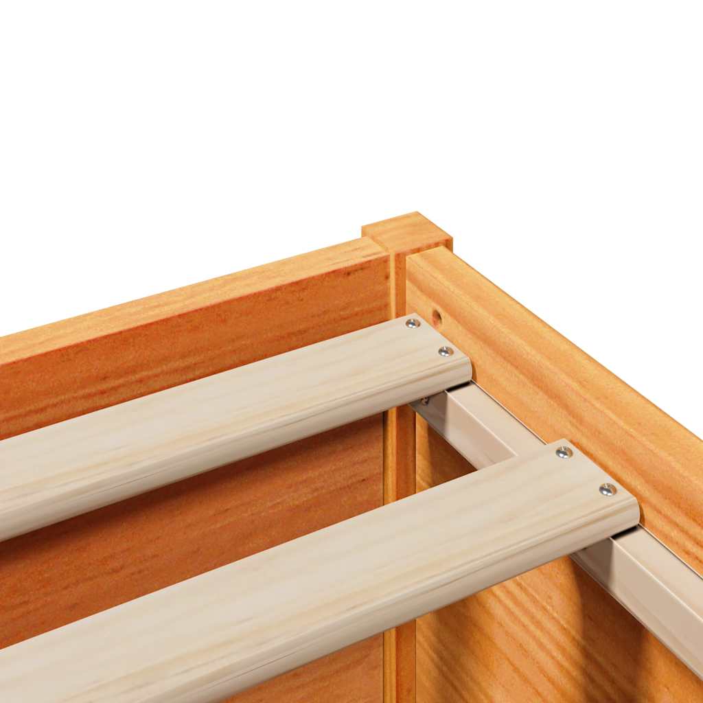 Massivholzbett ohne Matratze Wachsbraun 135x190 cm Kiefernholz