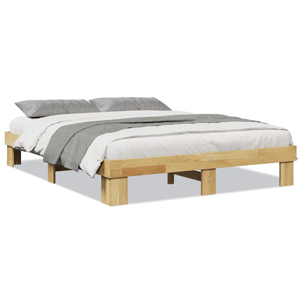 Bettgestell ohne Matratze 135x190 cm Massivholz Eiche