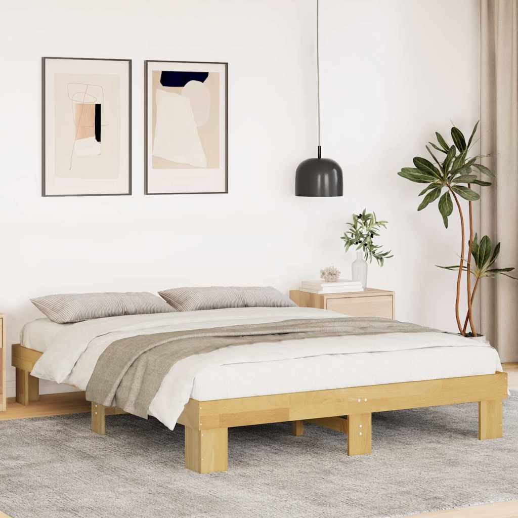 Bettgestell ohne Matratze 135x190 cm Massivholz Eiche