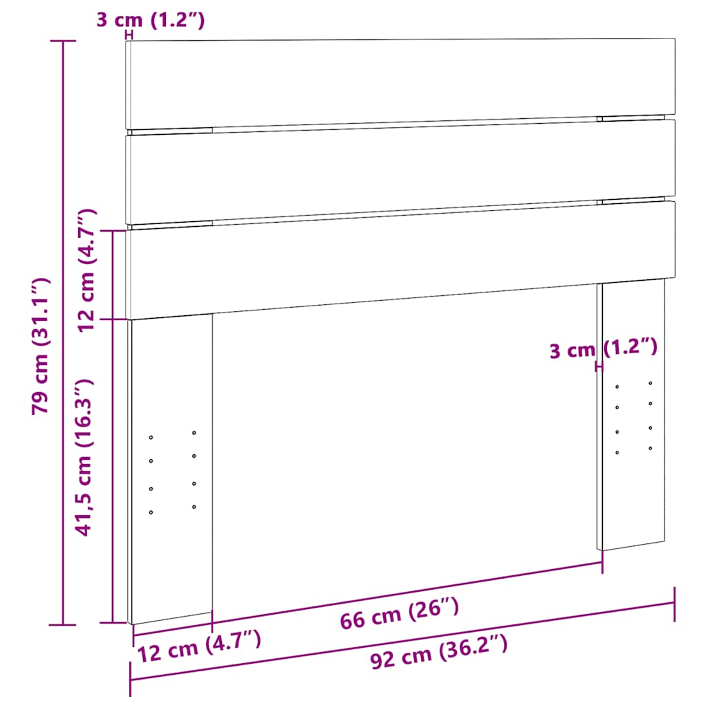 Kopfteil 90 cm Massivholz Eiche