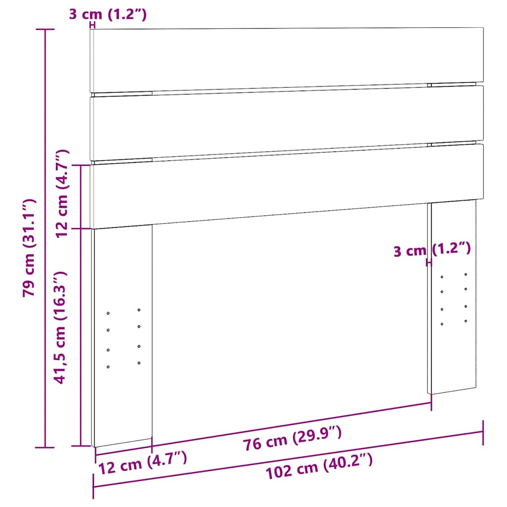 Kopfteil 100 cm Massivholz Eiche