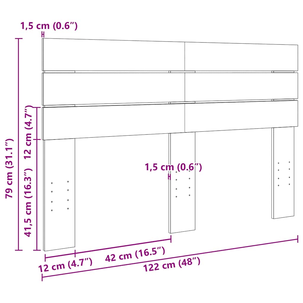 Kopfteil 120 cm Massivholz Eiche