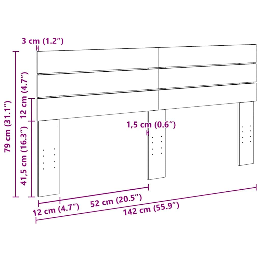 Kopfteil 140 cm Massivholz Eiche