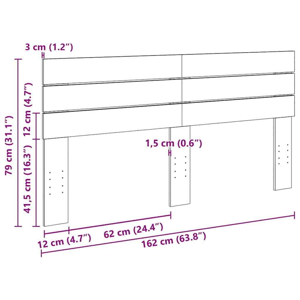 Kopfteil 160 cm Massivholz Eiche