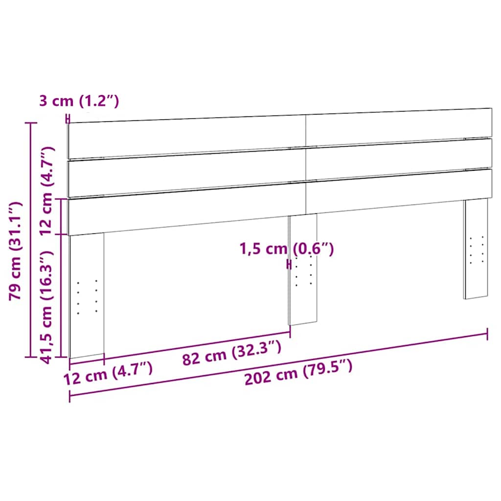 Kopfteil 200 cm Massivholz Eiche