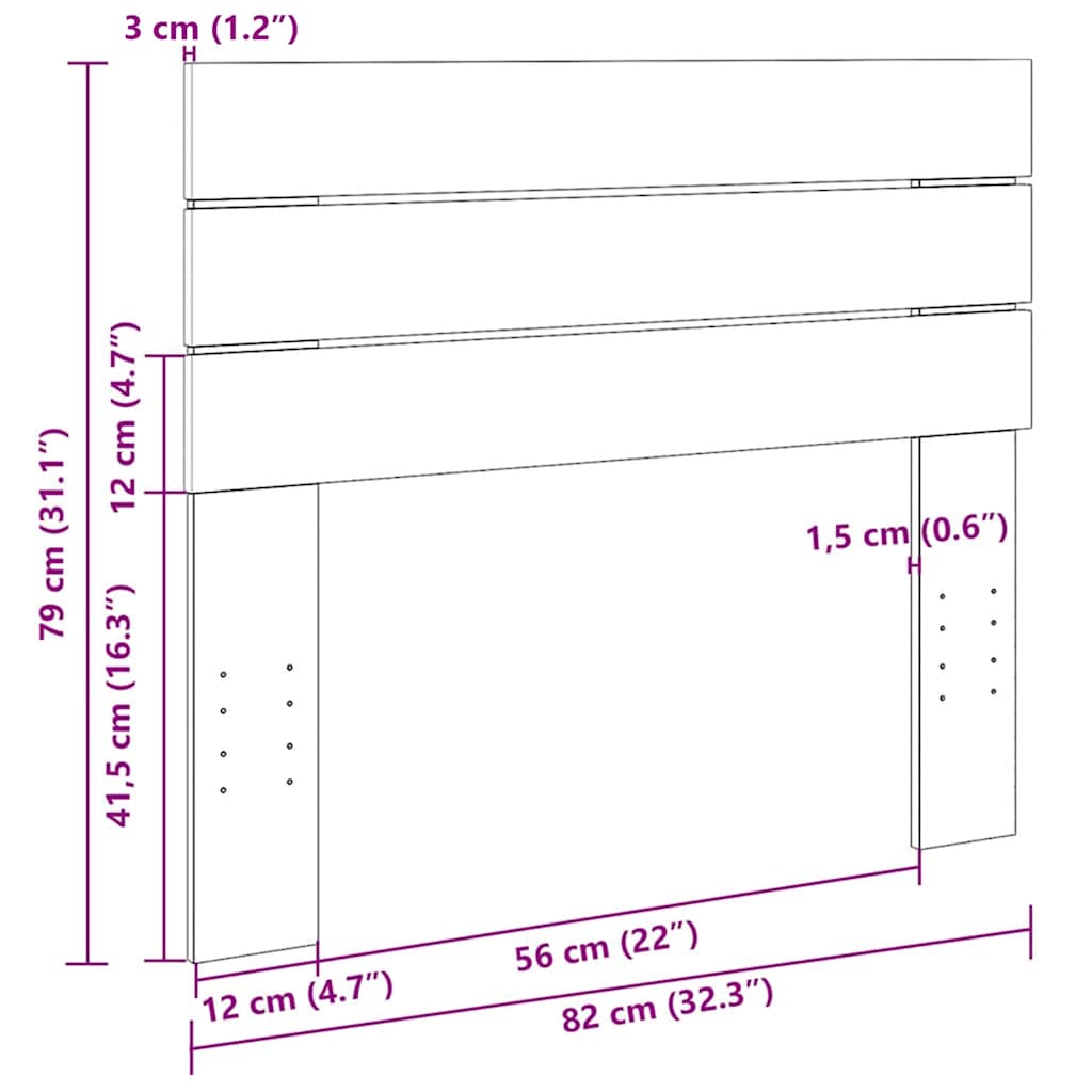 Kopfteil 80 cm Massivholz Eiche