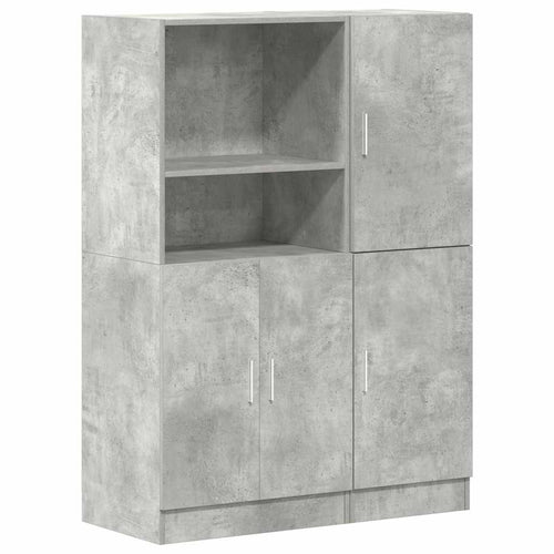 2-tlg. Küchenschrank-Set Betongrau Holzwerkstoff