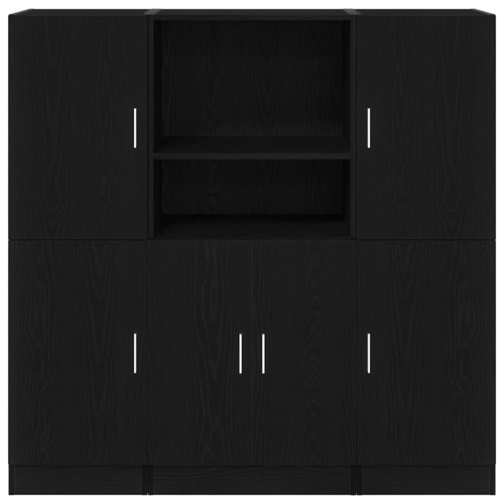 3-tlg. Küchenschrank-Set Schwarz Holzwerkstoff