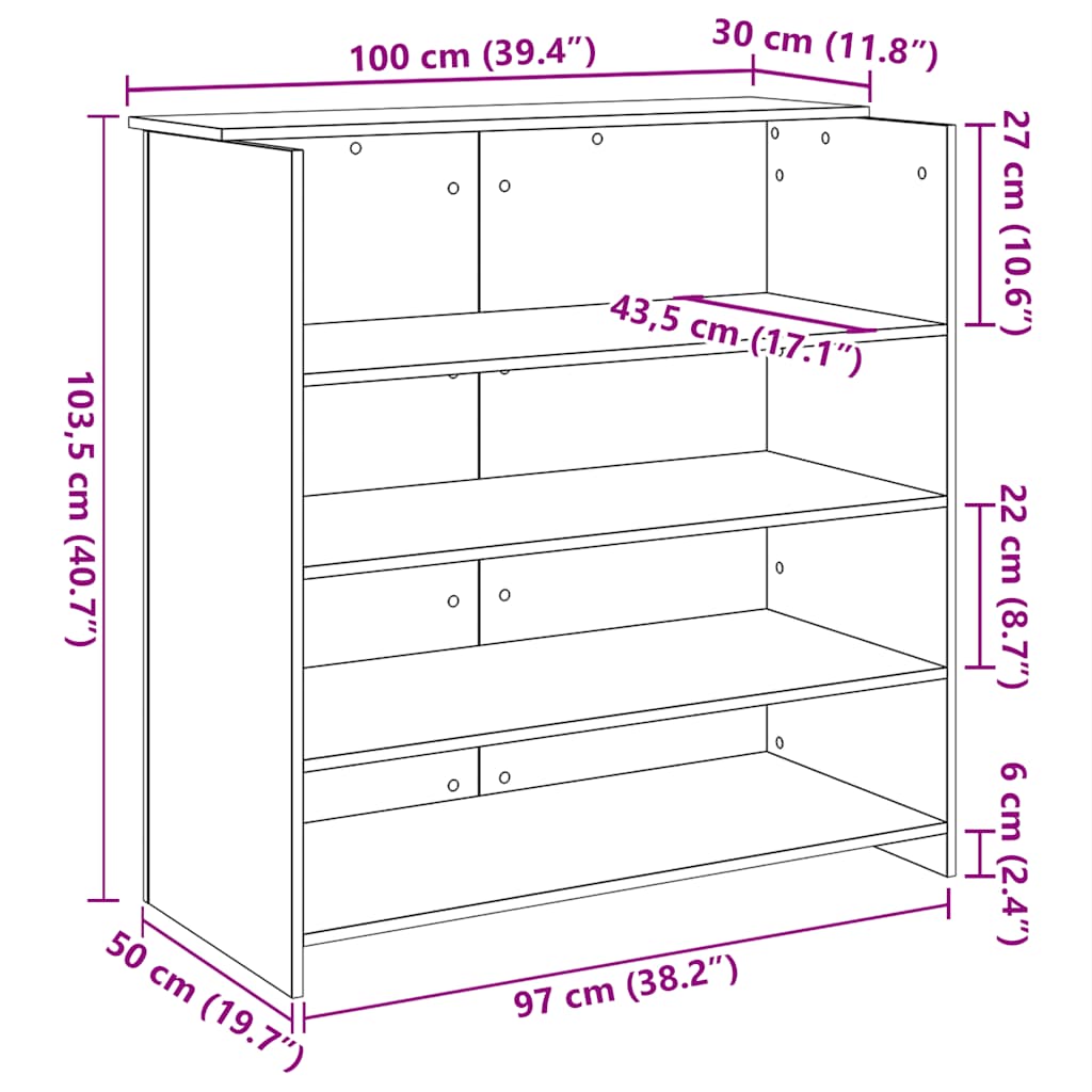 Empfangstheke Altholz-Optik 100x50x103,5 cm Holzwerkstoff