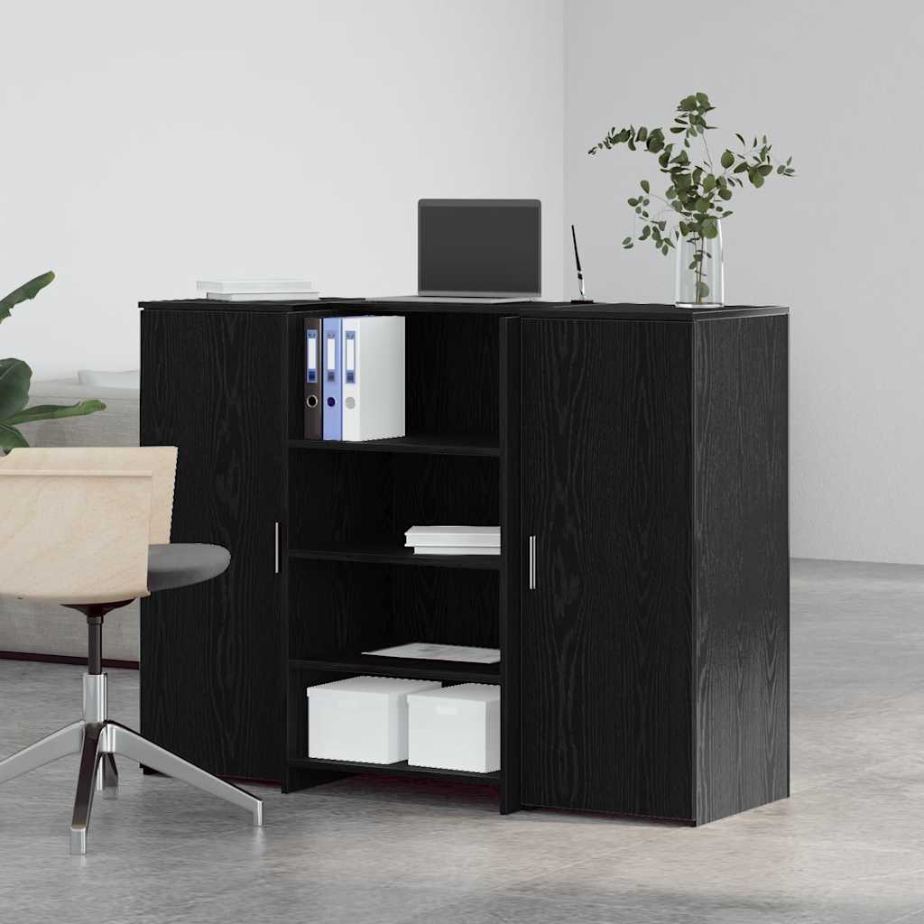 Empfangstheke Schwarz Eichen-Optik 135x50x103,5cm Holzwerkstoff