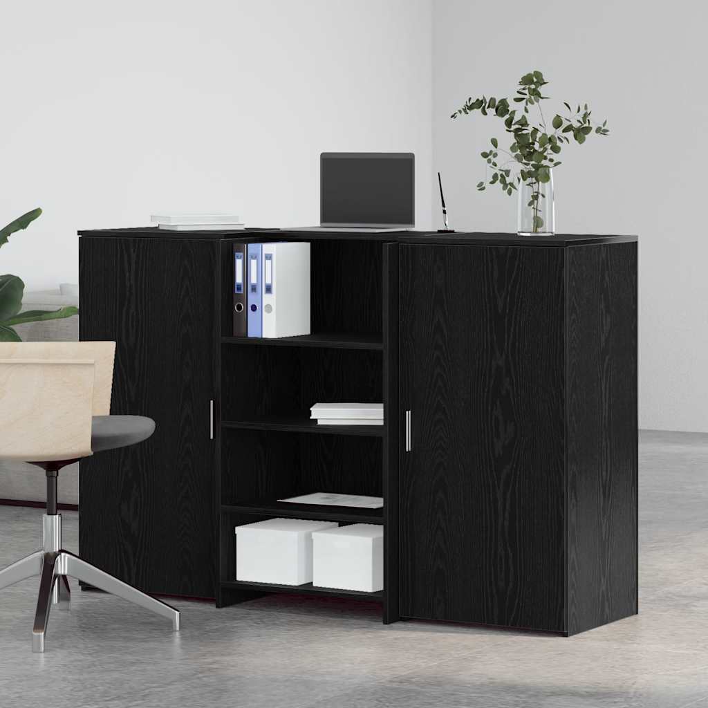 Empfangstheke Schwarz Eichen-Optik 155x50x103,5cm Holzwerkstoff