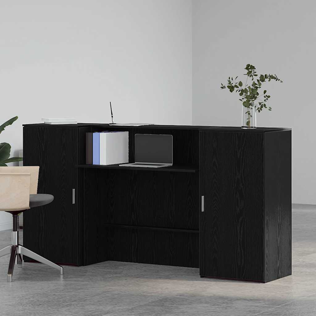 Empfangstheke Schwarz Eichen-Optik 200x50x103,5cm Holzwerkstoff