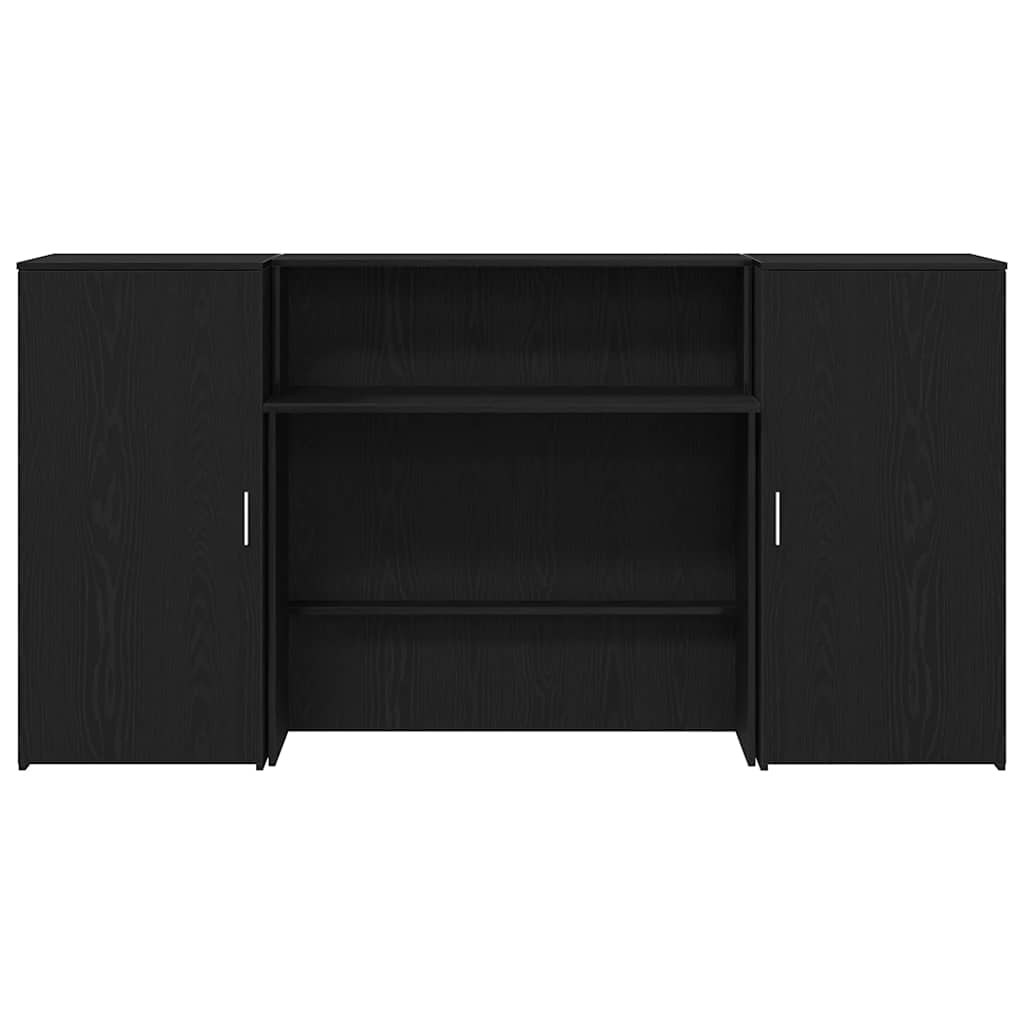 Empfangstheke Schwarz Eichen-Optik 200x50x103,5cm Holzwerkstoff
