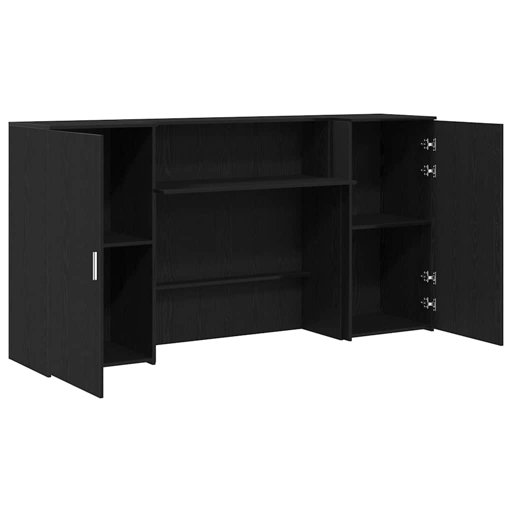 Empfangstheke Schwarz Eichen-Optik 200x50x103,5cm Holzwerkstoff