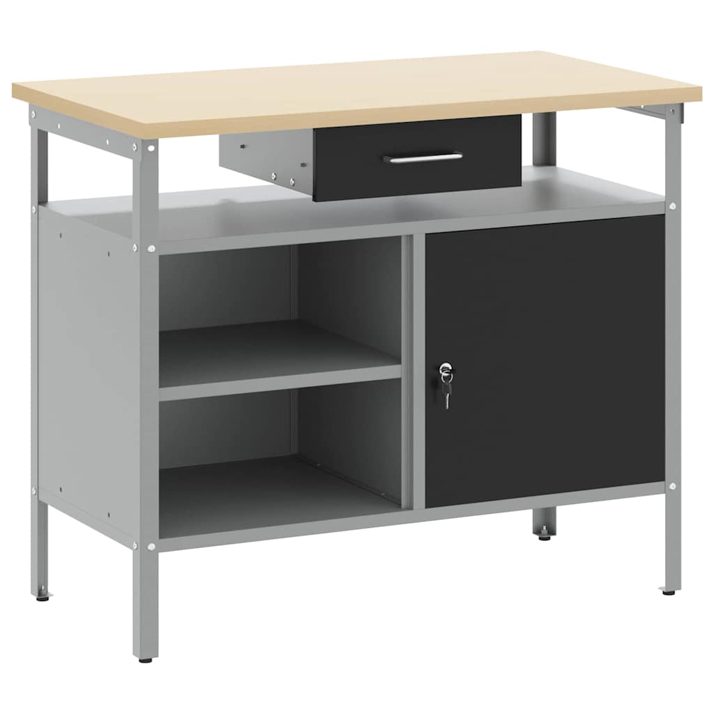 Werkbank mit Schubladen Schwarz und Grau 100 x 55 x 85 cm