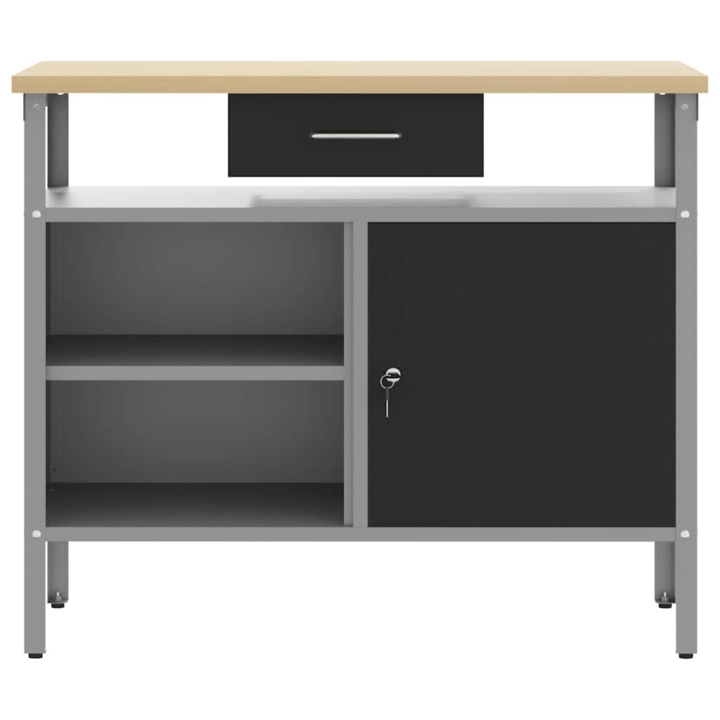 Werkbank mit Schubladen Schwarz und Grau 100 x 55 x 85 cm
