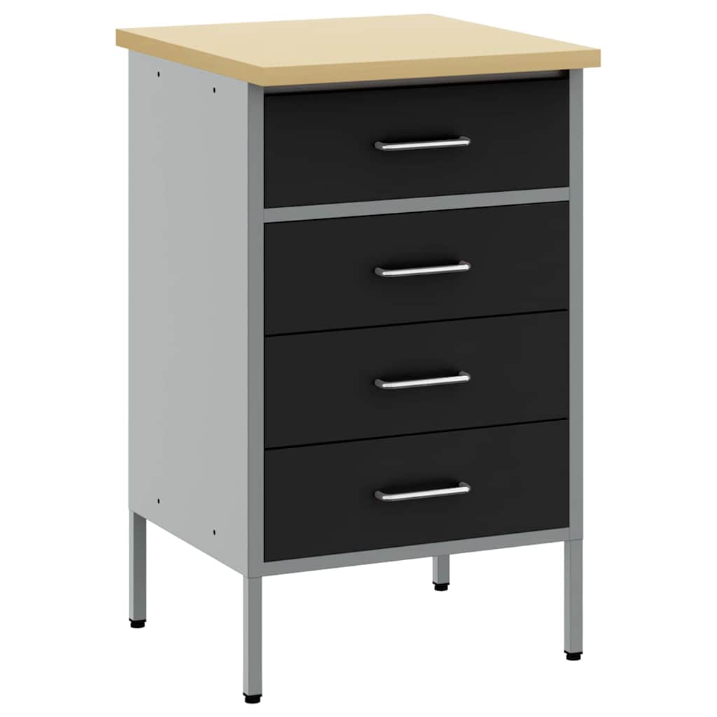 Werkbank mit Schubladen Schwarz und Grau 50 x 55 x 85 cm