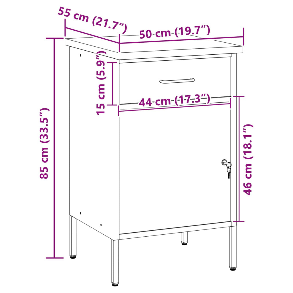 Werkbank Rot und Grau 50 x 55 x 85 cm Ingenieure Holz und Stahl