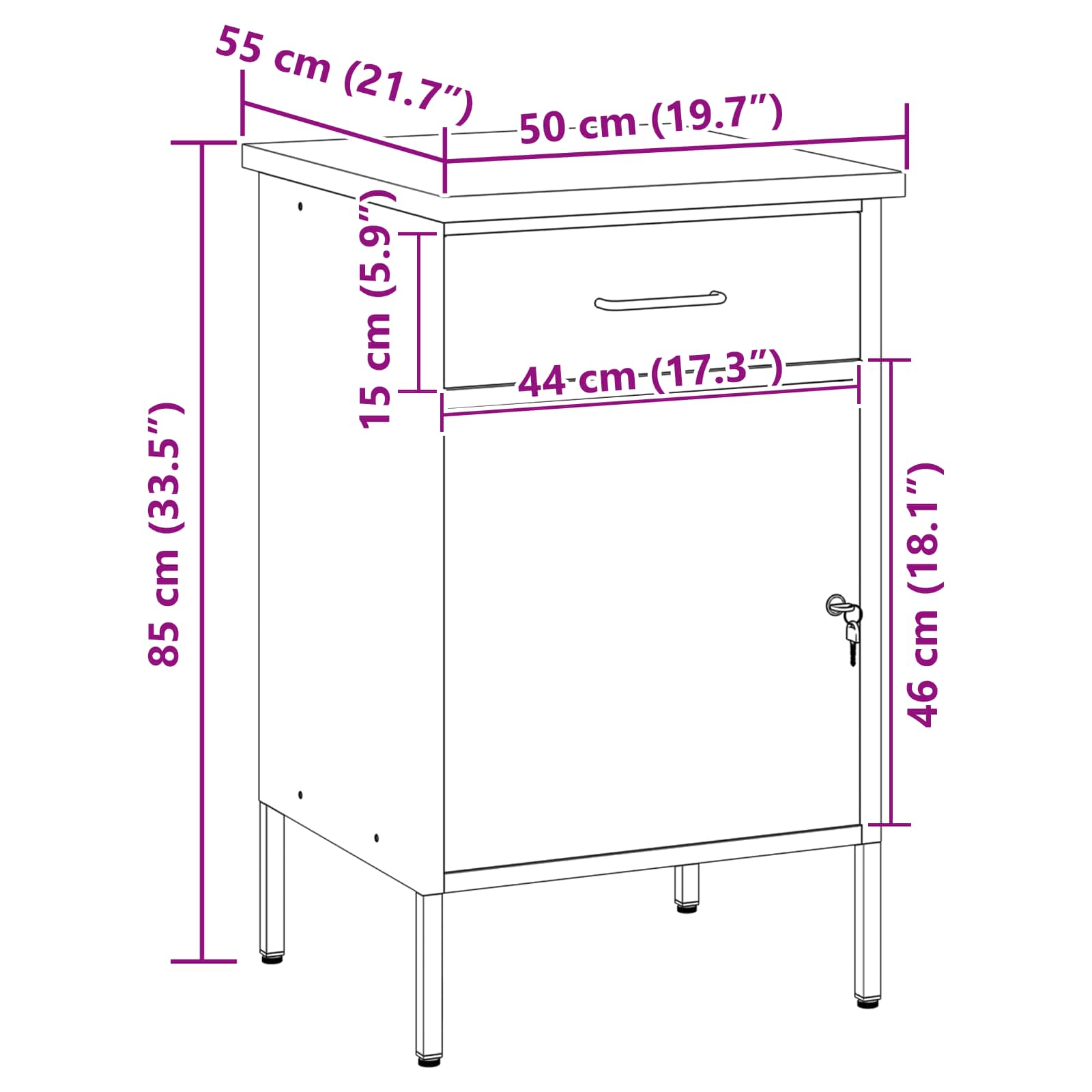 Werkbank Rot und Grau 50 x 55 x 85 cm Ingenieure Holz und Stahl