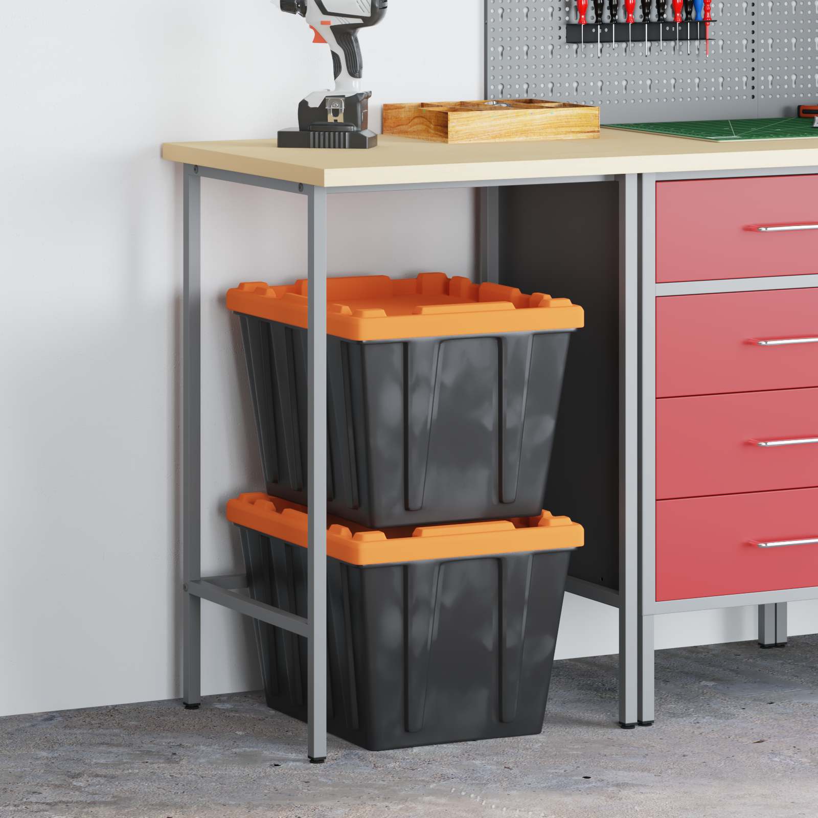 Ecktisch Grau 55 x 55 x 85 cm Stahl und hochwertiges Holz