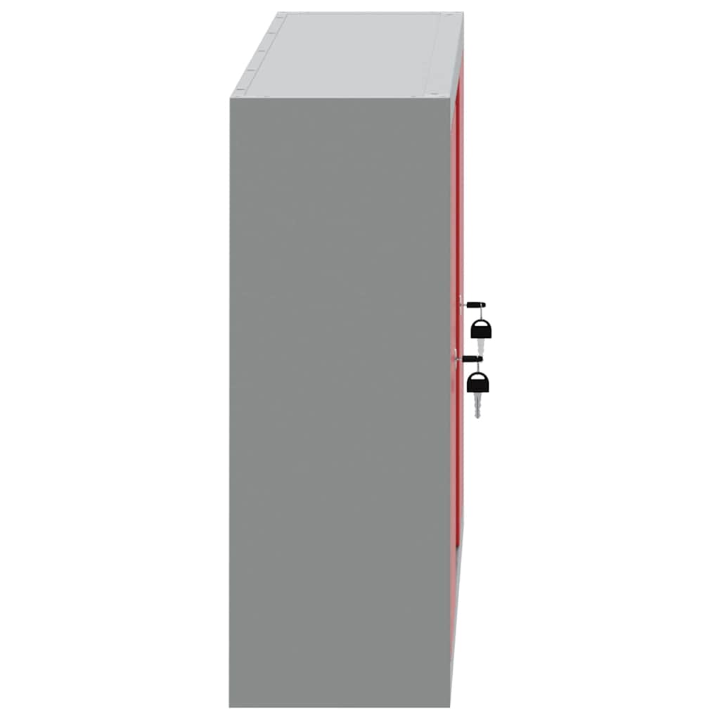 Werkzeugschrank mit Regal Rot und Grau 100 x 20 x 55 cm