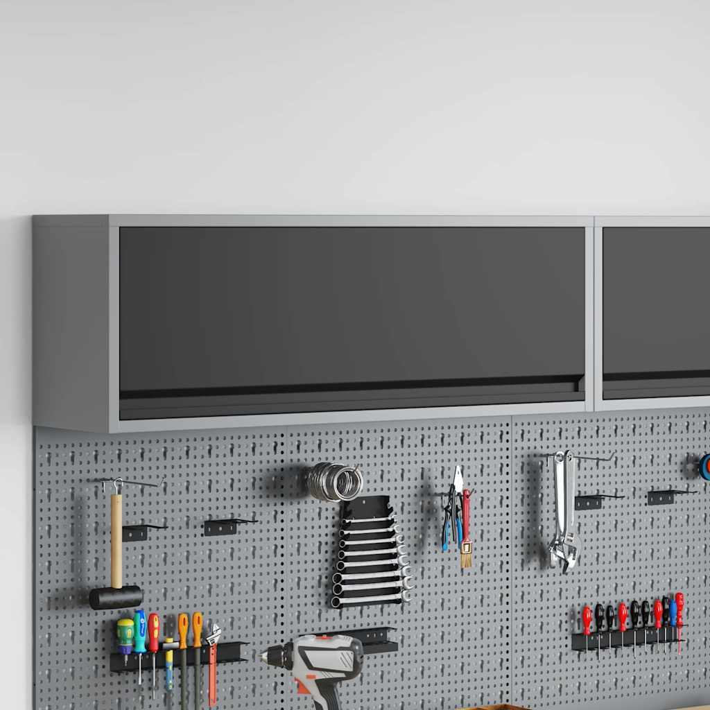 Werkzeugschrank mit Speicher Schwarz und Grau 100 x 25 x 35 cm