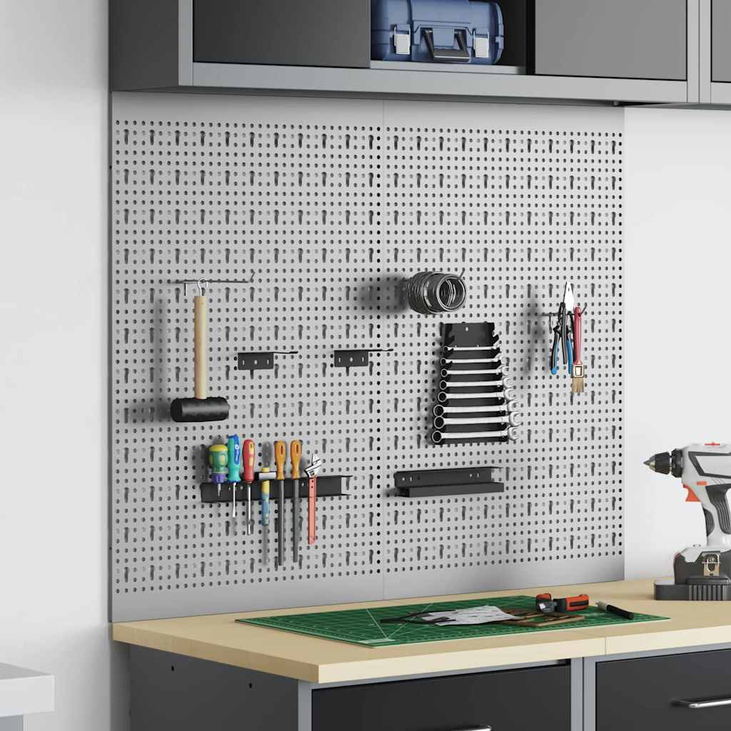 Werkzeugwandpaneel 2 pcs Grau 100 x 1 x 80 cm
